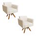 Kit 02 Poltronas Giratória Marisa Suede Bege Base Madeira MM30 D'Rossi