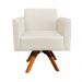 Kit 02 Poltronas Giratória Marisa Suede Bege Base Madeira MM30 D'Rossi