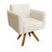 Kit 02 Poltronas Giratória Marisa Suede Bege Base Madeira MM30 D'Rossi