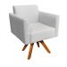 Kit 02 Poltronas Giratória Marisa Suede Cinza Base Madeira MM30 D'Rossi