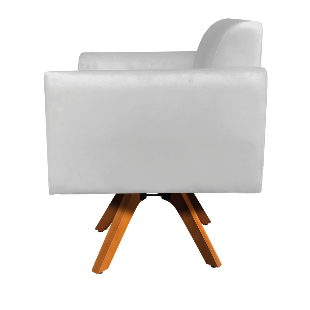 Kit 02 Poltronas Giratória Marisa Suede Cinza Base Madeira MM30 D'Rossi