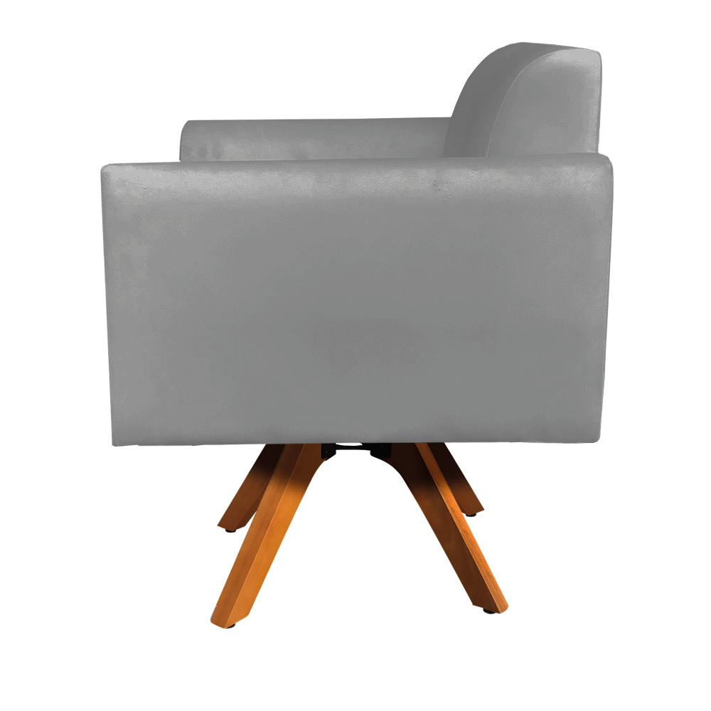 Kit 02 Poltronas Giratória Marisa Suede Grafite Base Madeira MM30 D'Rossi