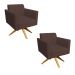 Kit 02 Poltronas Giratória Marisa Suede Marrom Base Madeira MA30 D'Rossi