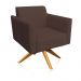 Kit 02 Poltronas Giratória Marisa Suede Marrom Base Madeira MA30 D'Rossi