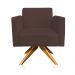 Kit 02 Poltronas Giratória Marisa Suede Marrom Base Madeira MA30 D'Rossi