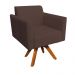 Kit 02 Poltronas Giratória Marisa Suede Marrom Base Madeira MM30 D'Rossi
