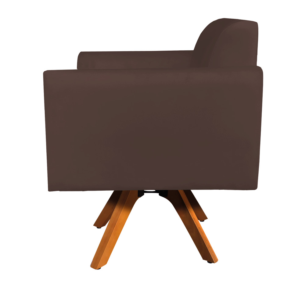 Kit 02 Poltronas Giratória Marisa Suede Marrom Base Madeira MM30 D'Rossi
