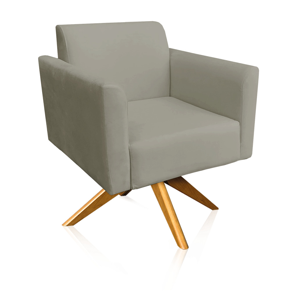 Kit 02 Poltronas Giratória Marisa Suede Marrom Rato Base Madeira MA30 D'Rossi