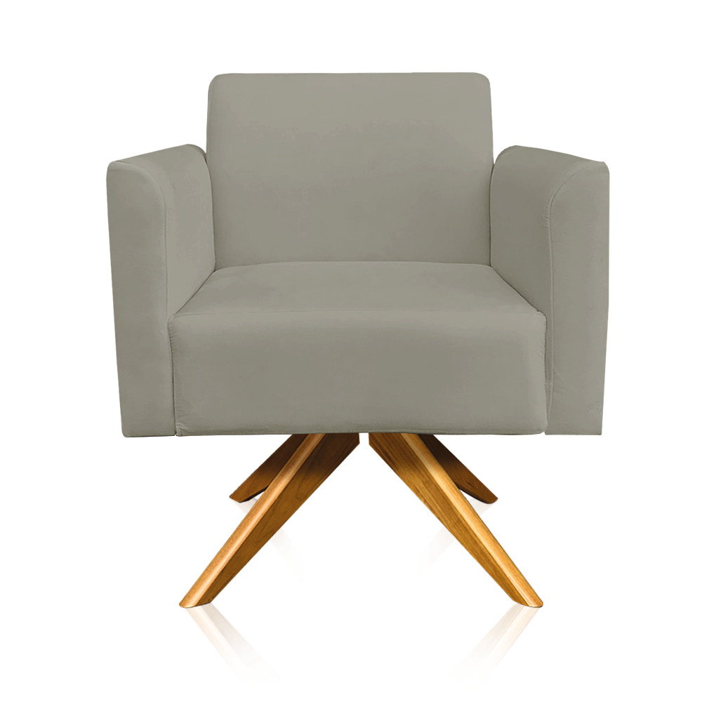Kit 02 Poltronas Giratória Marisa Suede Marrom Rato Base Madeira MA30 D'Rossi