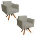 Kit 02 Poltronas Giratória Marisa Suede Marrom Rato Base Madeira MM30 D'Rossi