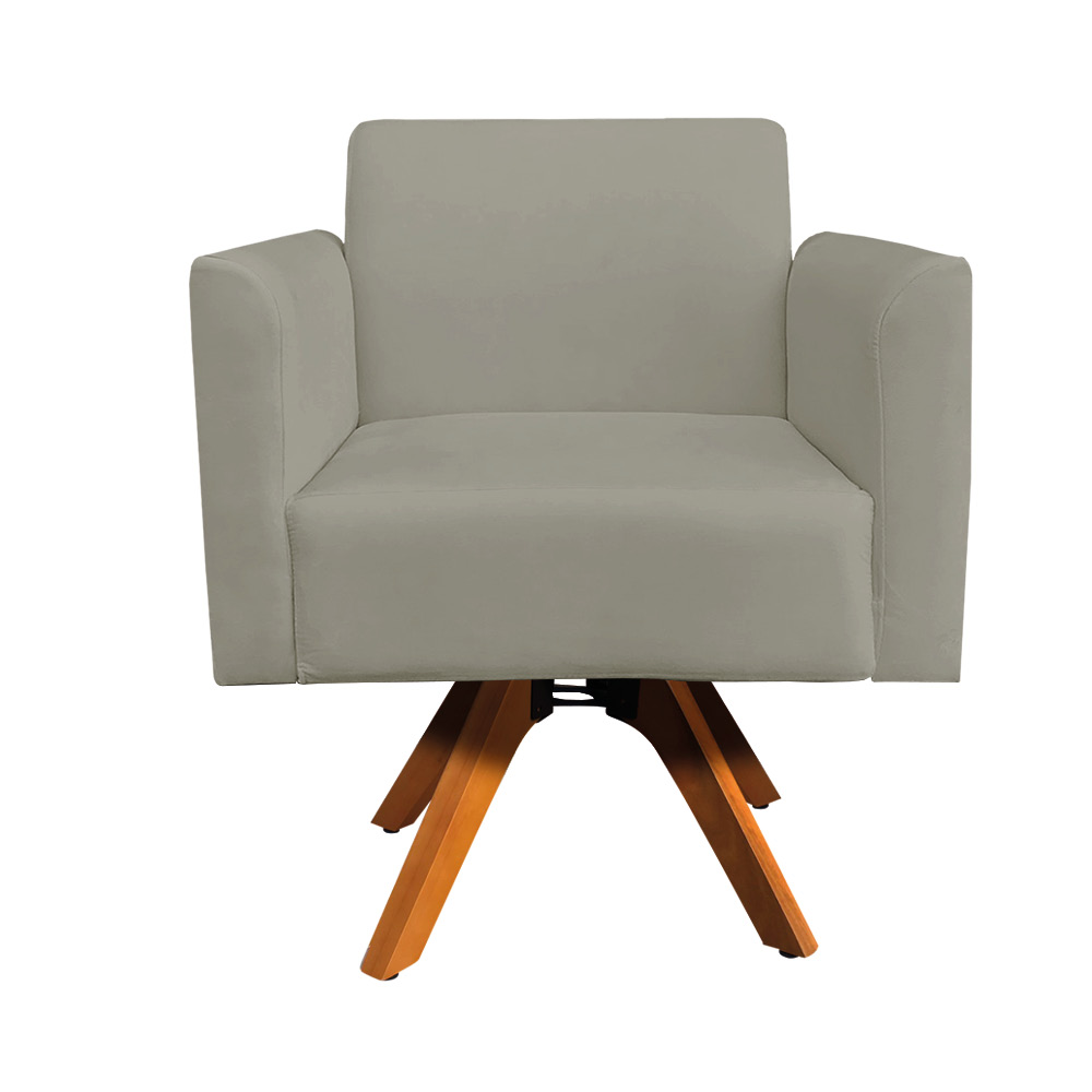 Kit 02 Poltronas Giratória Marisa Suede Marrom Rato Base Madeira MM30 D'Rossi