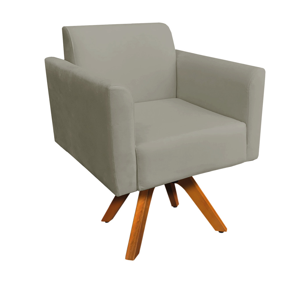 Kit 02 Poltronas Giratória Marisa Suede Marrom Rato Base Madeira MM30 D'Rossi