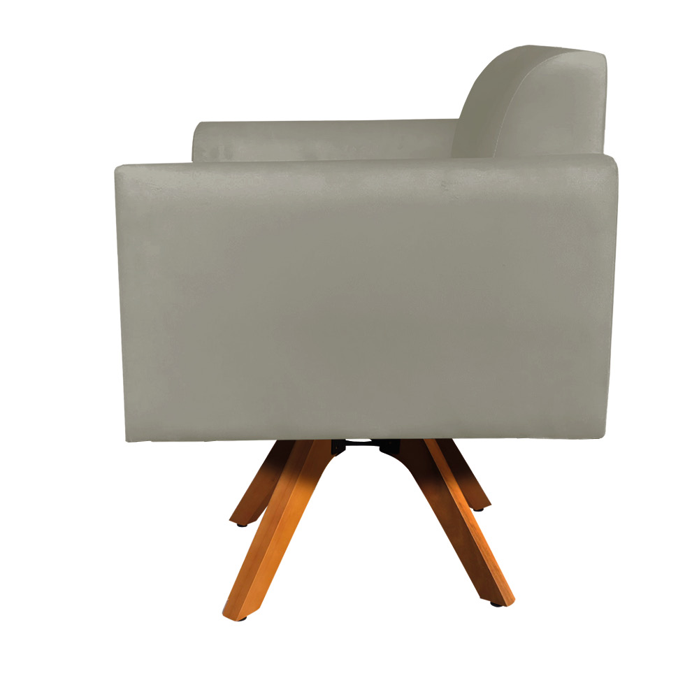 Kit 02 Poltronas Giratória Marisa Suede Marrom Rato Base Madeira MM30 D'Rossi