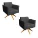 Kit 02 Poltronas Giratória Marisa Suede Preto Base Madeira MA30 D'Rossi
