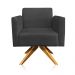 Kit 02 Poltronas Giratória Marisa Suede Preto Base Madeira MA30 D'Rossi