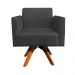 Kit 02 Poltronas Giratória Marisa Suede Preto Base Madeira MM30 D'Rossi