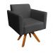 Kit 02 Poltronas Giratória Marisa Suede Preto Base Madeira MM30 D'Rossi