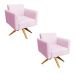Kit 02 Poltronas Giratória Marisa Suede Rosa Bebê Base Madeira MA30 D'Rossi