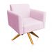 Kit 02 Poltronas Giratória Marisa Suede Rosa Bebê Base Madeira MA30 D'Rossi