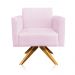 Kit 02 Poltronas Giratória Marisa Suede Rosa Bebê Base Madeira MA30 D'Rossi