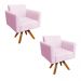 Kit 02 Poltronas Giratória Marisa Suede Rosa Bebê Base Madeira MM30 D'Rossi