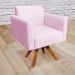 Kit 02 Poltronas Giratória Marisa Suede Rosa Bebê Base Madeira MM30 D'Rossi