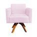 Kit 02 Poltronas Giratória Marisa Suede Rosa Bebê Base Madeira MM30 D'Rossi