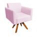 Kit 02 Poltronas Giratória Marisa Suede Rosa Bebê Base Madeira MM30 D'Rossi