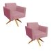 Kit 02 Poltronas Giratória Marisa Suede Rose Base Madeira MA30 D'Rossi