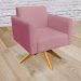 Kit 02 Poltronas Giratória Marisa Suede Rose Base Madeira MA30 D'Rossi
