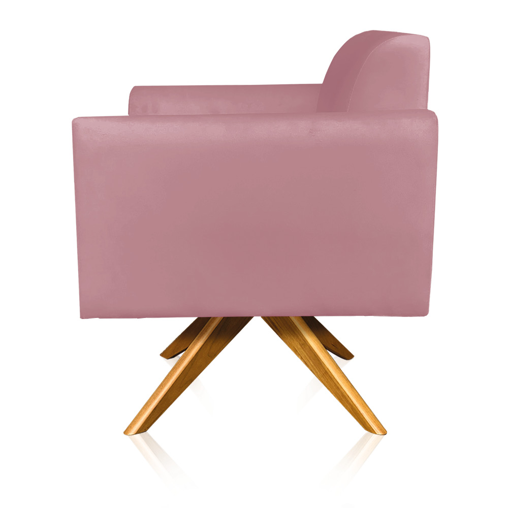 Kit 02 Poltronas Giratória Marisa Suede Rose Base Madeira MA30 D'Rossi