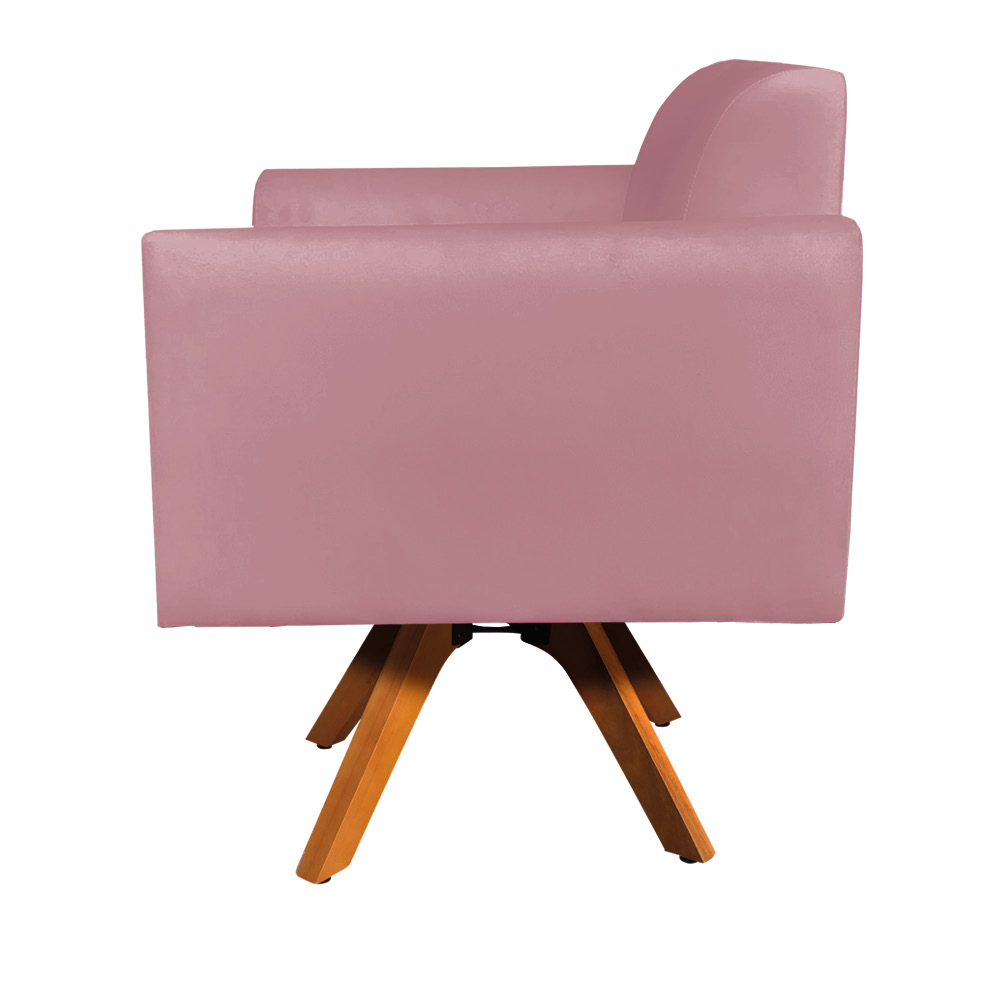 Kit 02 Poltronas Giratória Marisa Suede Rose Base Madeira MM30 D'Rossi
