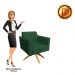 Kit 02 Poltronas Giratória Marisa Suede Verde Base Madeira MA30 D'Rossi