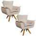Kit 02 Poltronas Giratória Opala Suede Base Madeira MM30 D'Rossi