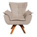 Kit 02 Poltronas Giratória Opala Suede Bege Base Madeira MM30 D'Rossi