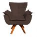 Kit 02 Poltronas Giratória Opala Suede Marrom Base Madeira MM30 D'Rossi