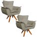 Kit 02 Poltronas Giratória Opala Suede Marrom Rato Base Madeira MM30 D'Rossi