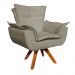 Kit 02 Poltronas Giratória Opala Suede Marrom Rato Base Madeira MM30 D'Rossi