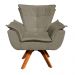 Kit 02 Poltronas Giratória Opala Suede Marrom Rato Base Madeira MM30 D'Rossi