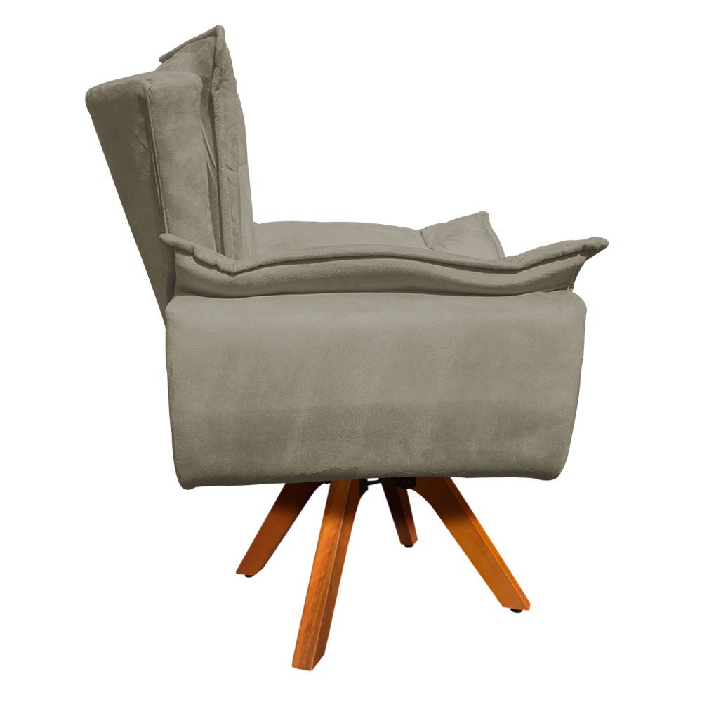 Kit 02 Poltronas Giratória Opala Suede Marrom Rato Base Madeira MM30 D'Rossi