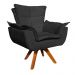 Kit 02 Poltronas Giratória Opala Suede Preto Base Madeira MM30 D'Rossi