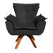 Kit 02 Poltronas Giratória Opala Suede Preto Base Madeira MM30 D'Rossi