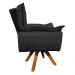 Kit 02 Poltronas Giratória Opala Suede Preto Base Madeira MM30 D'Rossi