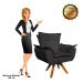 Kit 02 Poltronas Giratória Opala Suede Preto Base Madeira MM30 D'Rossi