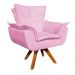 Kit 02 Poltronas Giratória Opala Suede Rosa Bebe Base Madeira MM30 D'Rossi