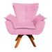 Kit 02 Poltronas Giratória Opala Suede Rosa Bebe Base Madeira MM30 D'Rossi