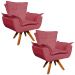 Kit 02 Poltronas Giratória Opala Suede Rose Base Madeira MM30 D'Rossi