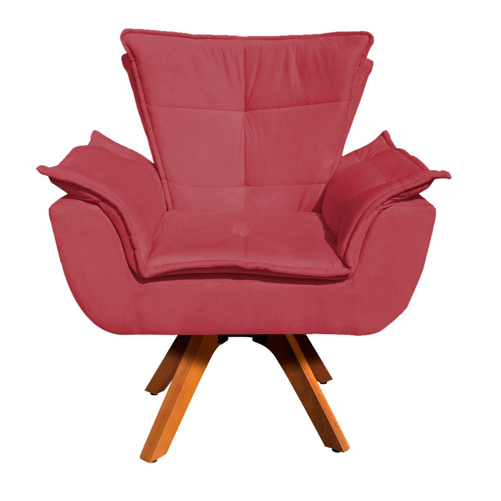 Kit 02 Poltronas Giratória Opala Suede Rose Base Madeira MM30 D'Rossi