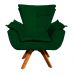 Kit 02 Poltronas Giratória Opala Suede Verde Base Madeira MM30 D'Rossi