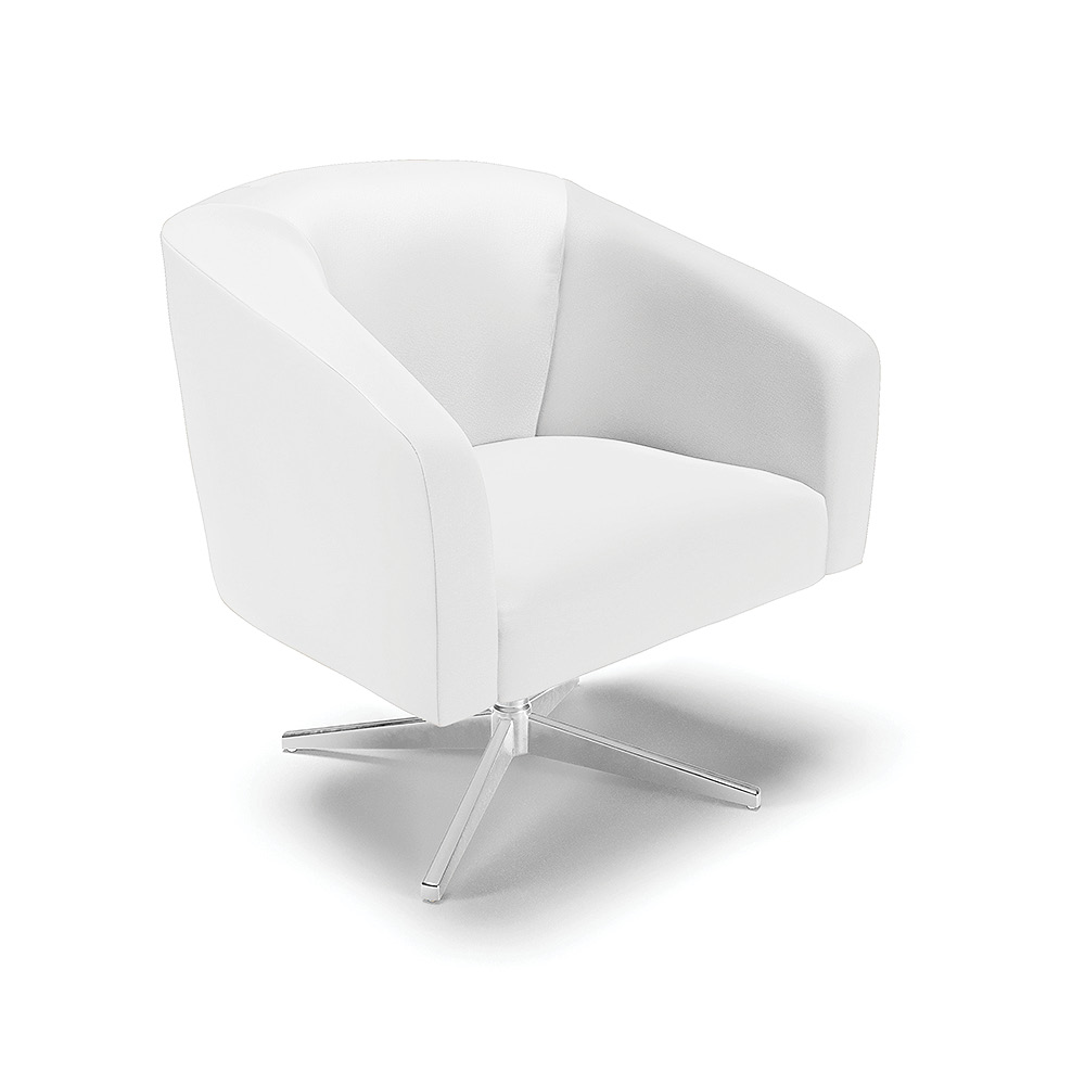 Kit 02 Poltronas Giratória Stella Corino Branco Base Cromada - D'Rossi
